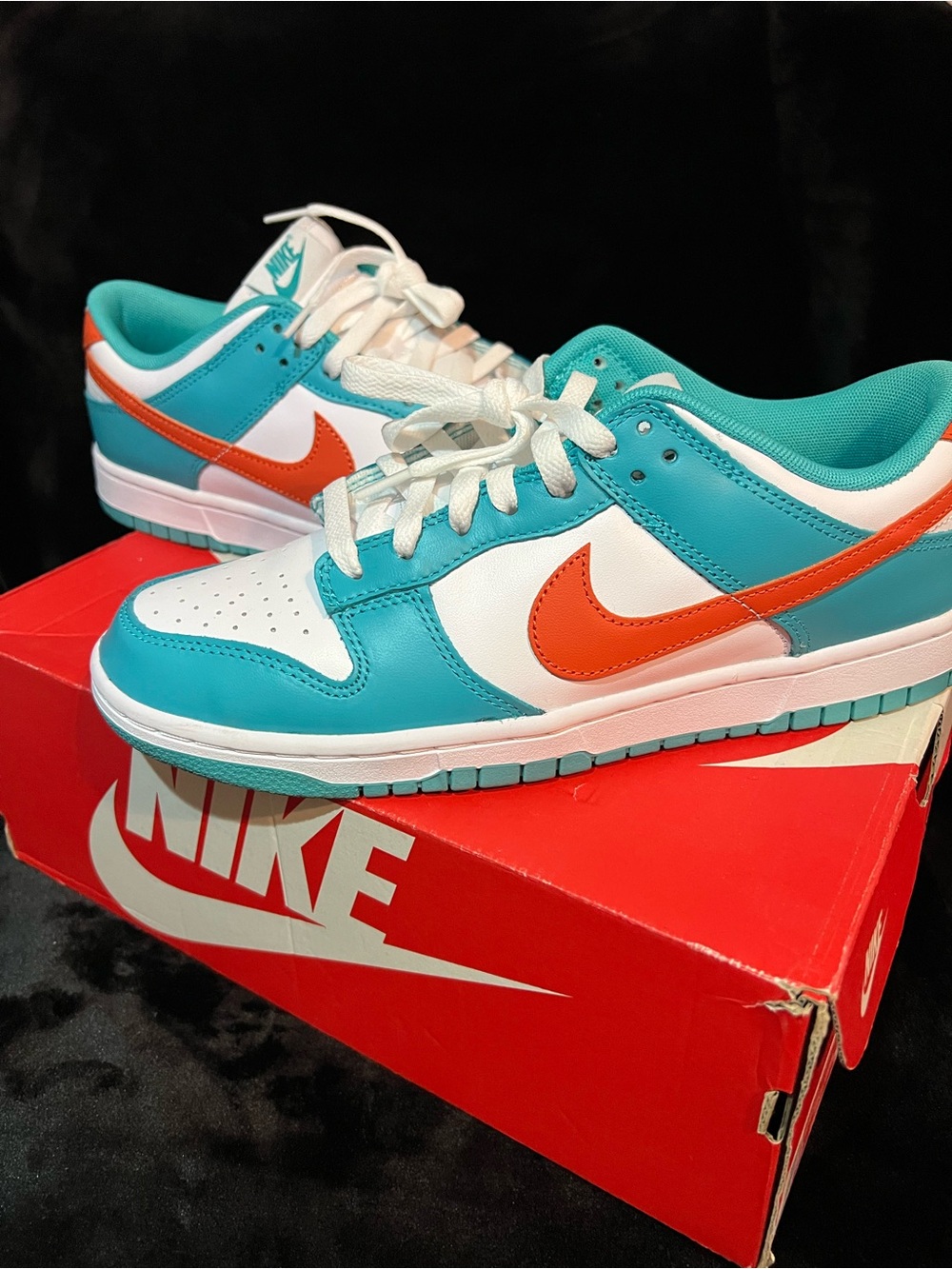 Nike Dunk Low in Teal, Orange & White